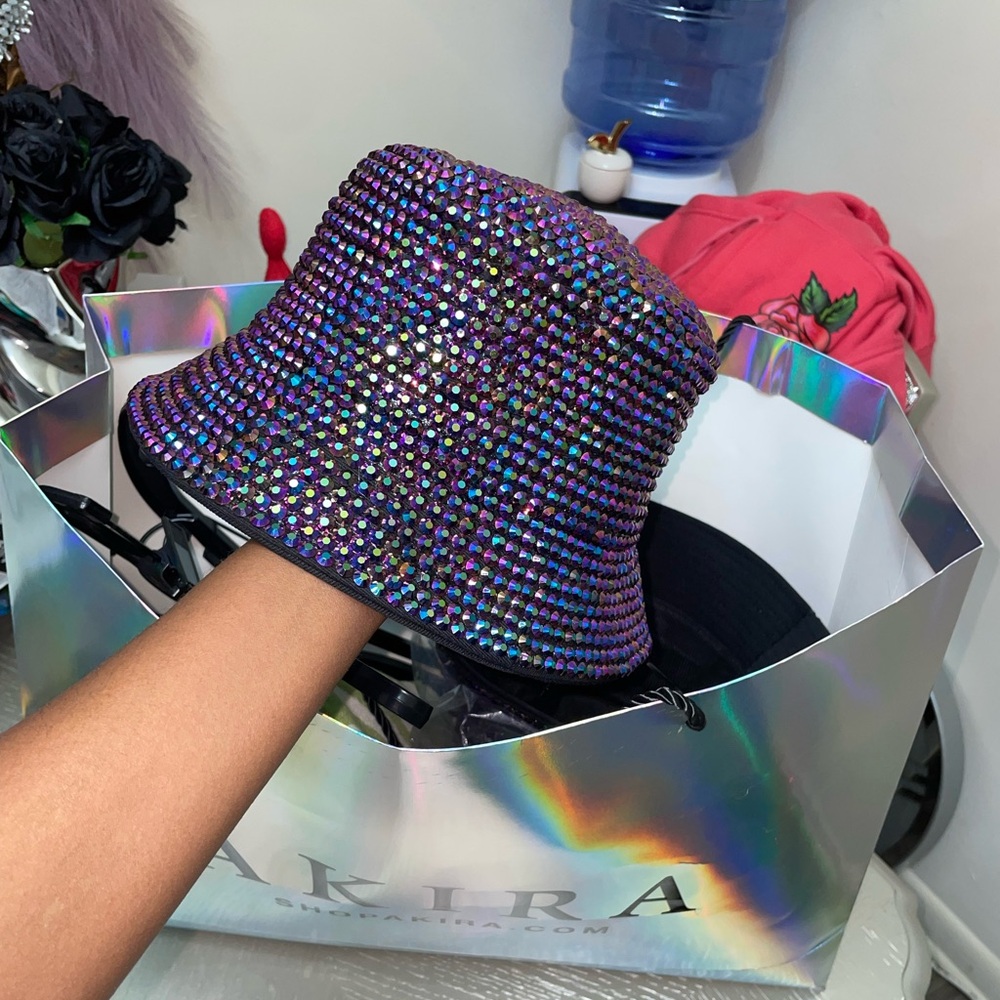Purple Rhinestone Bucket Hat